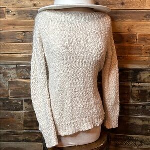 Rhapsody Cozy Sweater Pullover White Fuzzy Soft Chunky Preppy Whimsy Warm